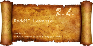 Radó Levente névjegykártya